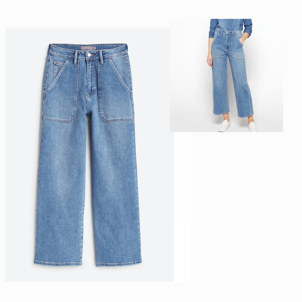 Just USA
Alicia High Rise Cropped Wide Leg Jean
SIZE 12; 26" Inseam